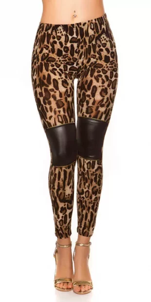 Dámske legíny s dlhými nohavicami v modernom leopardom vzore