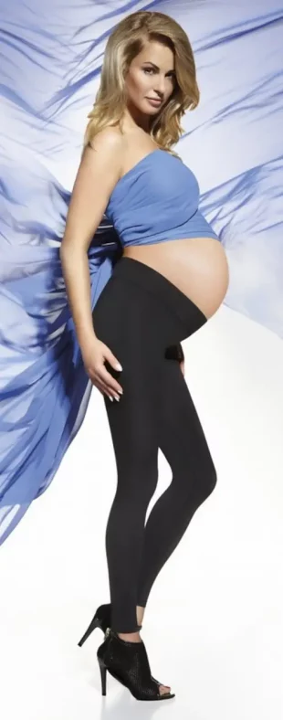 Lacné tehotenské legíny v klasickom strihu Bas Bleu Suzy v čiernej farbe